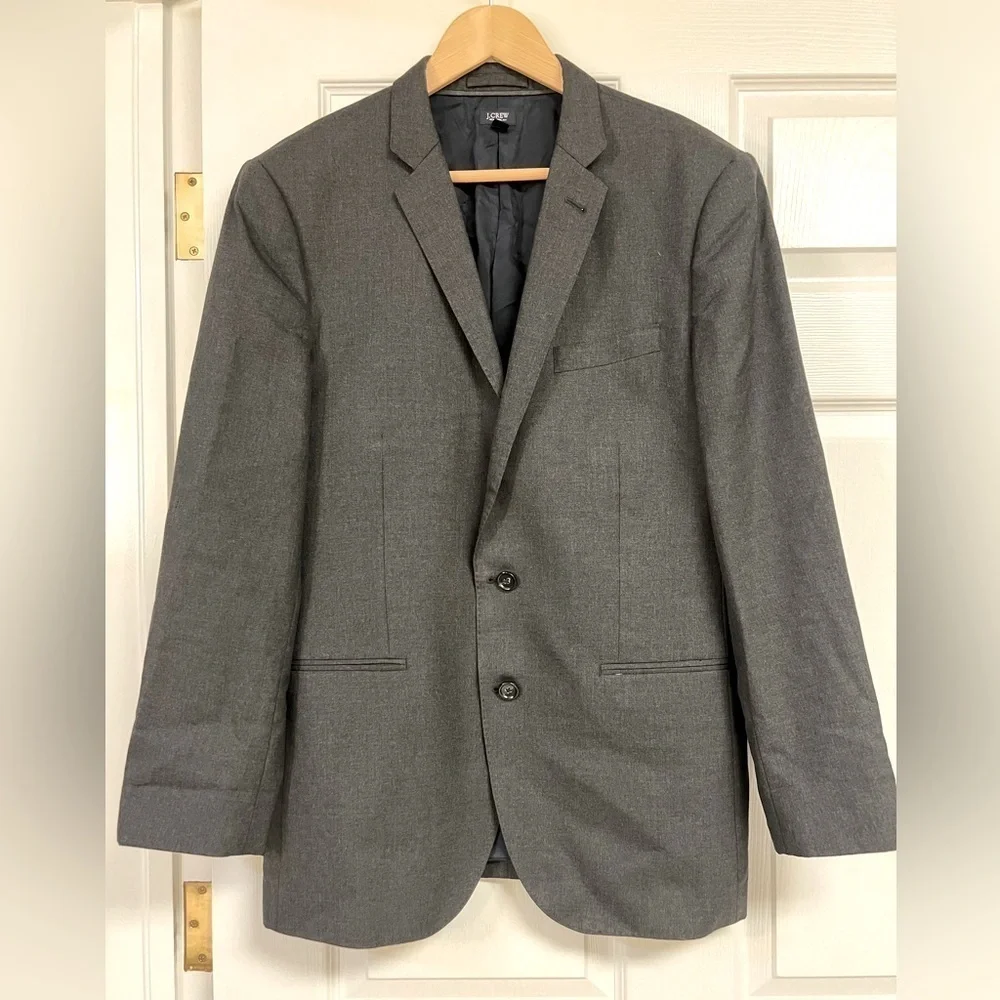 J Crew Mens Ludlow slim fit Suit Blazer Jacket Gray Italian Super 120’s Wool 42R